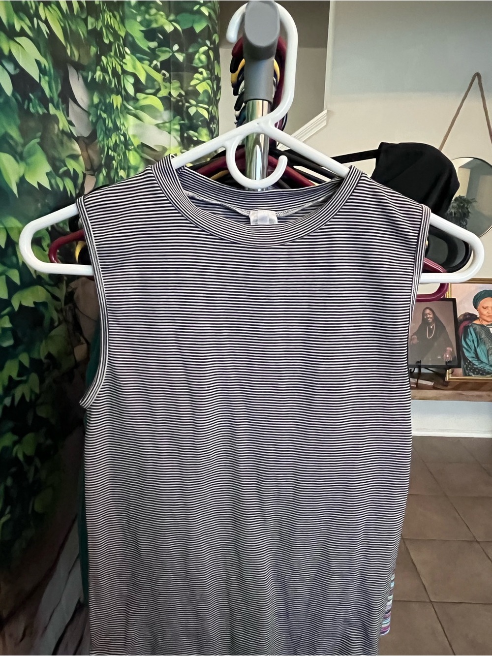Sleeveless Black and White Striped Bodysuit